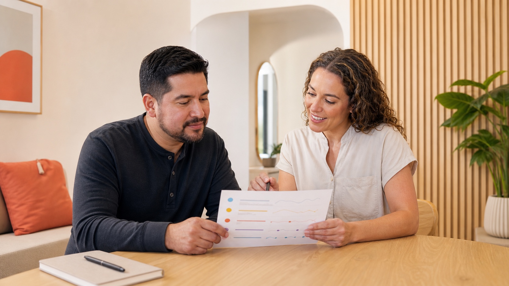 Patient and primary care professional reviewing a cholesterol test report together